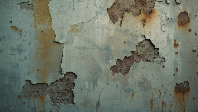 Close up of peeling paint and rust on a weathered metal surface
