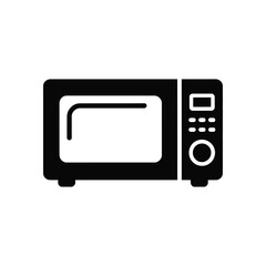 Fototapeta premium Black And White Icon Illustrating A Microwave Oven Appliance On A White Background
