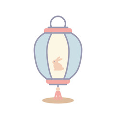 Pastel Lantern with Rabbit Design Mid Autumn Festival.