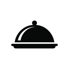Obraz premium Black And White Icon Of A Food Cloche On A White Background