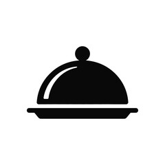 Black And White Icon Showing a Serving Cloche or Food Cover Illustration
