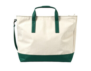 Cream canvas tote bag with emerald green accents (1)
