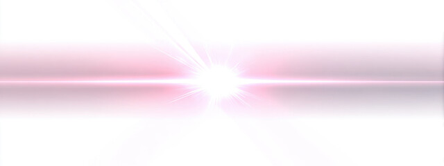 Bright light pink lens flare on white background creates soft and ethereal atmosphere, enhancing visual appeal and adding dreamy quality to image