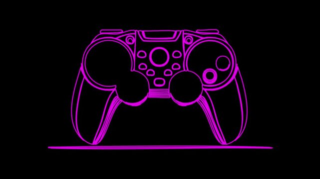 Stroke Animation Pink Gaming Controller Black Background