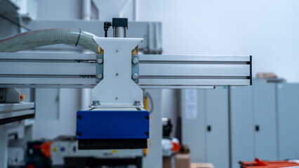 Linear machine guide with mount, industrial factory detail