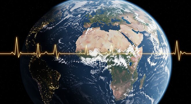 Earth heartbeat graphic