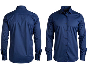 Dark navy blue dress shirt, back and front view