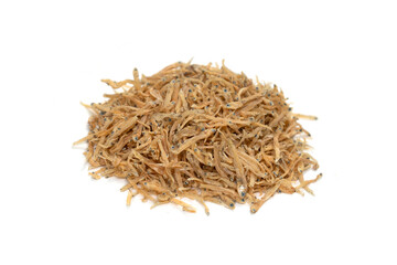 Dried Shirasu  or Anchovy on Isolated White Background