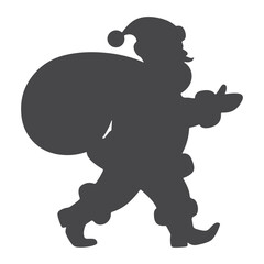 Santa Claus silhouette carrying large gift sack over shoulder vector illustration
Keywords