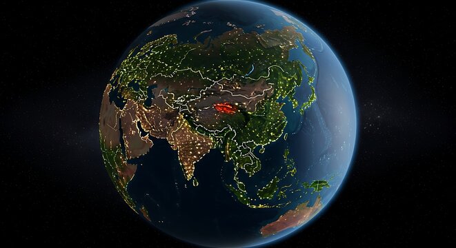 Earth night view asia focus