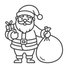 Santa Claus silhouette with sack of gifts in hand vector Christmas design