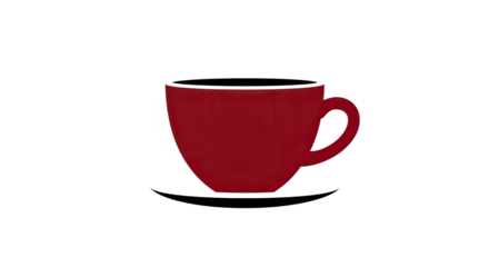 Red coffee cup on saucer simple image.