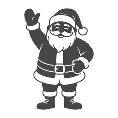 Santa Claus silhouette raising hand and smiling vector festive illustration