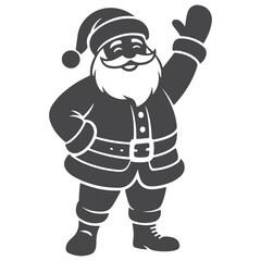 Santa Claus silhouette raising hand and smiling vector festive illustration
