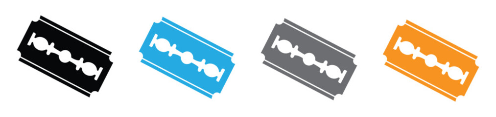 Silhouette of a vintage razor blade tool for shaving or cutting,displayed on a on a transparent background
