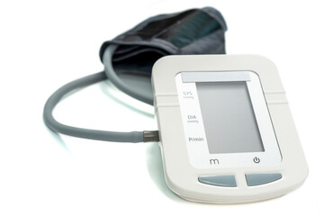 Blood pressure monitor on isolated white background.