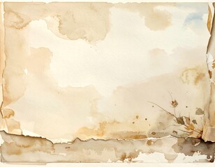 Aged paper with watercolor washes and a delicate floral element