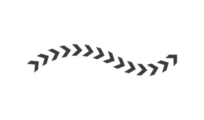 Wavy line of chevron arrows pointing right on white background