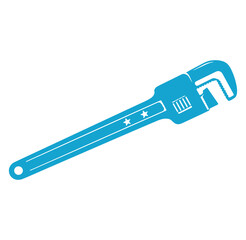 Blue wrench illustration isolated on a white background for plumbing repair and construction projects
