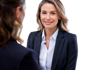 HR Manager Reviewing Resume While Interviewing, isolated on transparent background