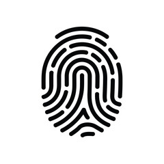 Black Fingerprint Icon Identification, Security, Authentication, and Biometric Scan