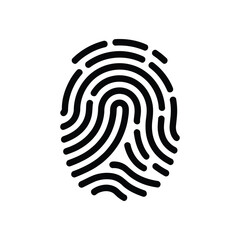Black Fingerprint Icon on White Background Security, Identification, and Technology Symbol