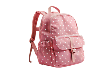Pink Polka Dot Backpack School Travel Daypack Fashionable Design Cute Style Teens Girls Kids Stylish