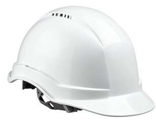 Fototapeta premium Glossy white safety hard hat, side view