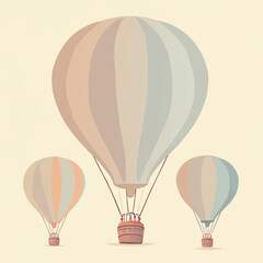 Obraz premium Elegant Hot Air Balloons Ascending in a Pastel Sky, a Soothing and Whimsical Scene