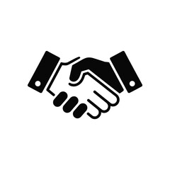 Black Icon Illustration of a Formal Handshake Between Two People On White