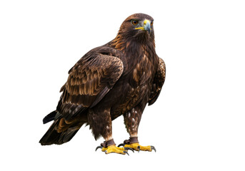 Isolated golden eagle standing, majestic bird of prey, predator with sharp talons