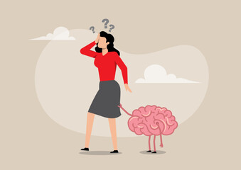 A woman, appearing stressed, with one hand on her forehead