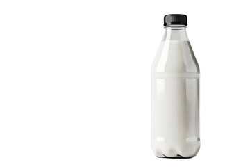 Milk Bottle on Black Background Fresh Dairy Drink Beverage Container Healthy Nutrition White Liquid