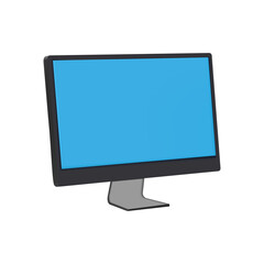 monitor,screen,blue flat vector illustration of a desktop computer monitor with a blue blank screen for content display