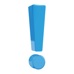 exclamation,alert,important 3d icon illustration of a blue round circle with an exclamation mark symbol for important alert or warning