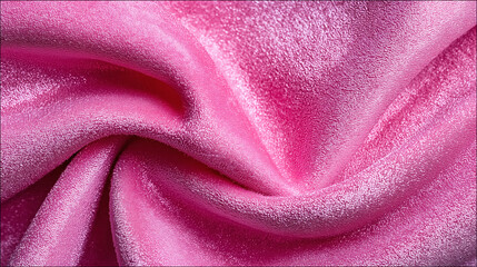 Luxurious shimmering pink fabric folds create elegant textured background for fashion design and luxury brands