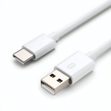 White USBA to USBC Cable with Silver Connectors