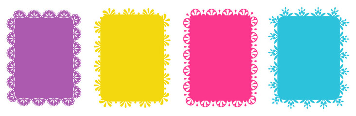 Traditional Mexican Pattern Frame Collection – Decorative Folk Floral Ornament Design Template