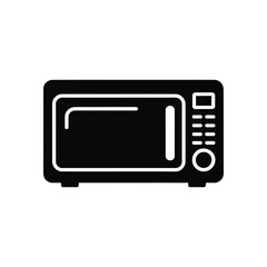 Fototapeta premium Black Microwave Icon Kitchen Appliance Illustration on White Background for Digital Use