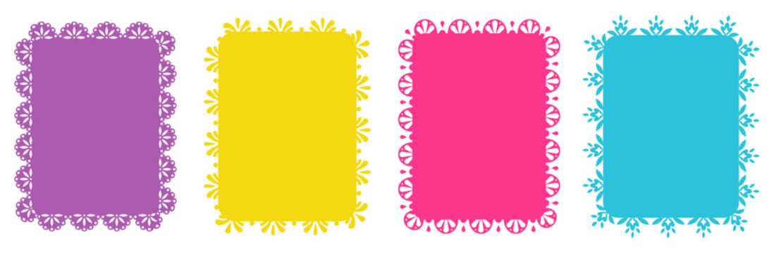 Traditional Mexican Pattern Frame Collection &ndash; Decorative Folk Floral Ornament Design Template