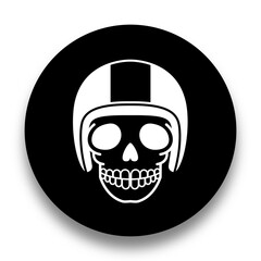 black and white illustration of skull icon