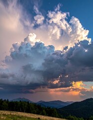 Dramatic sunset over mountains