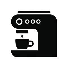 Black Silhouette Icon of Coffee Machine Pouring Coffee into a Cup