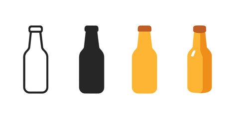Minimalist bottle design collection in various styles: outline, silhouette, flat, gradient