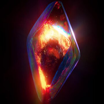 rotating looping iridescent crystal shard