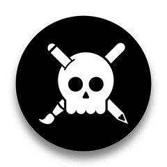 black and white illustration of skull icon