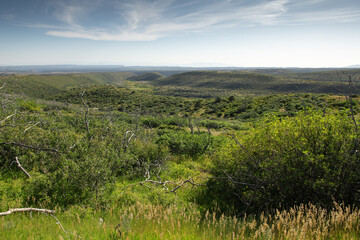Scenic view of a valley and surrounding natural landscape in Colorado, perfect for travel and...
