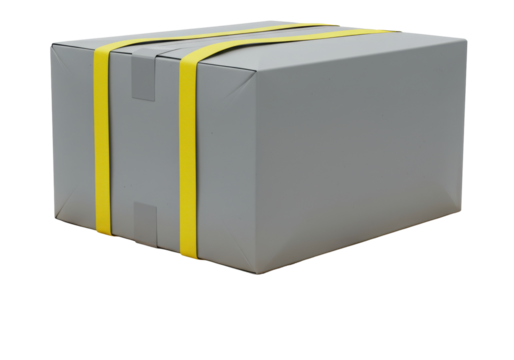 Isolated Package with Yellow Straps for Shipping and Delivery Services, Parcel Secured