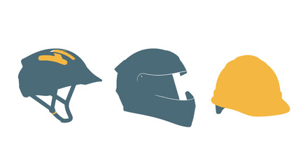 Fototapeta premium Helmets and Hard Hats in Industrial Context, Graphic Design, Minimalist Viewpoint