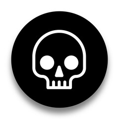 black and white illustration of skull icon